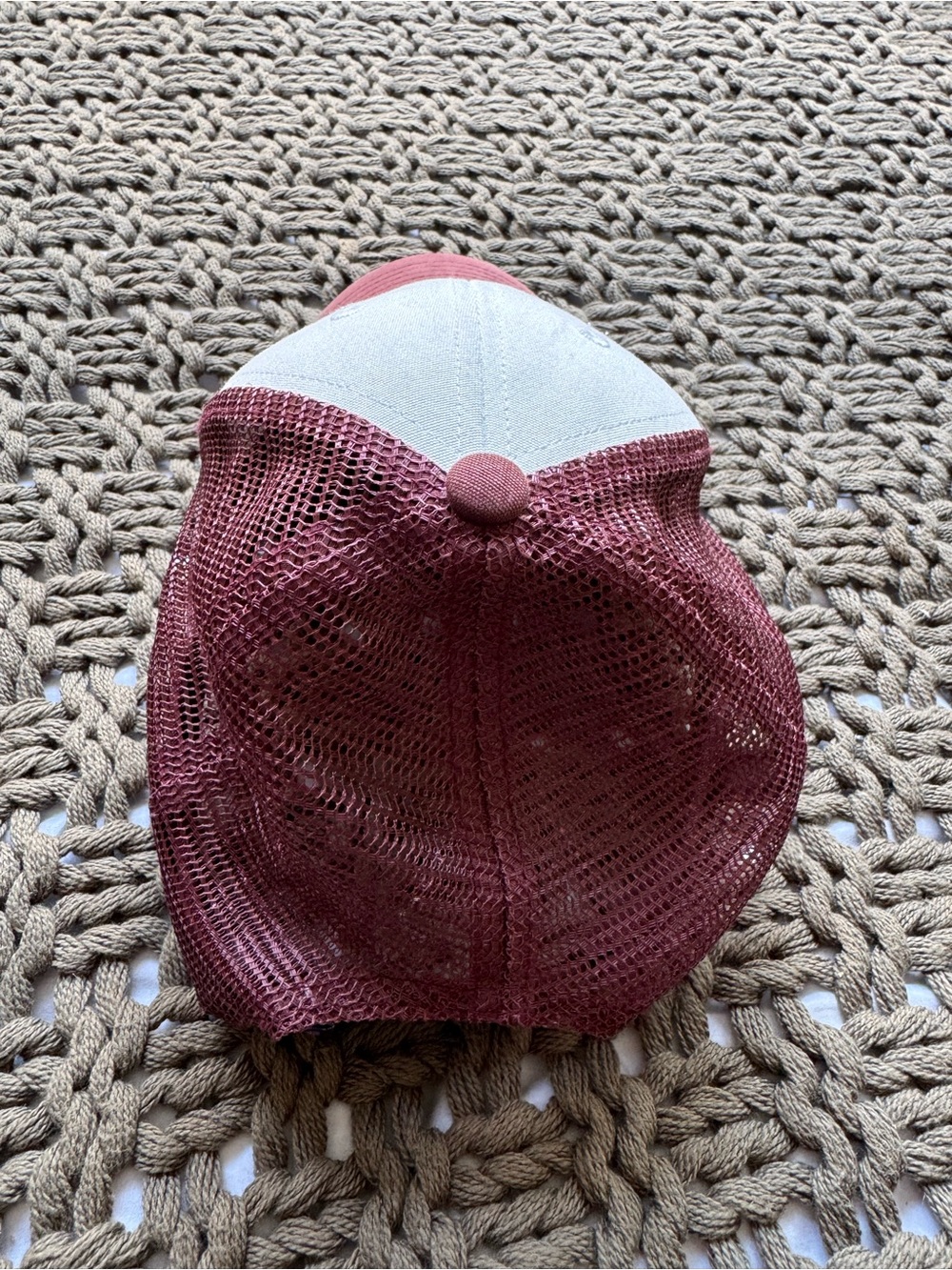Patagonia White and Maroon P-6 LoPro Trucker Hat - Picture 3 of 4
